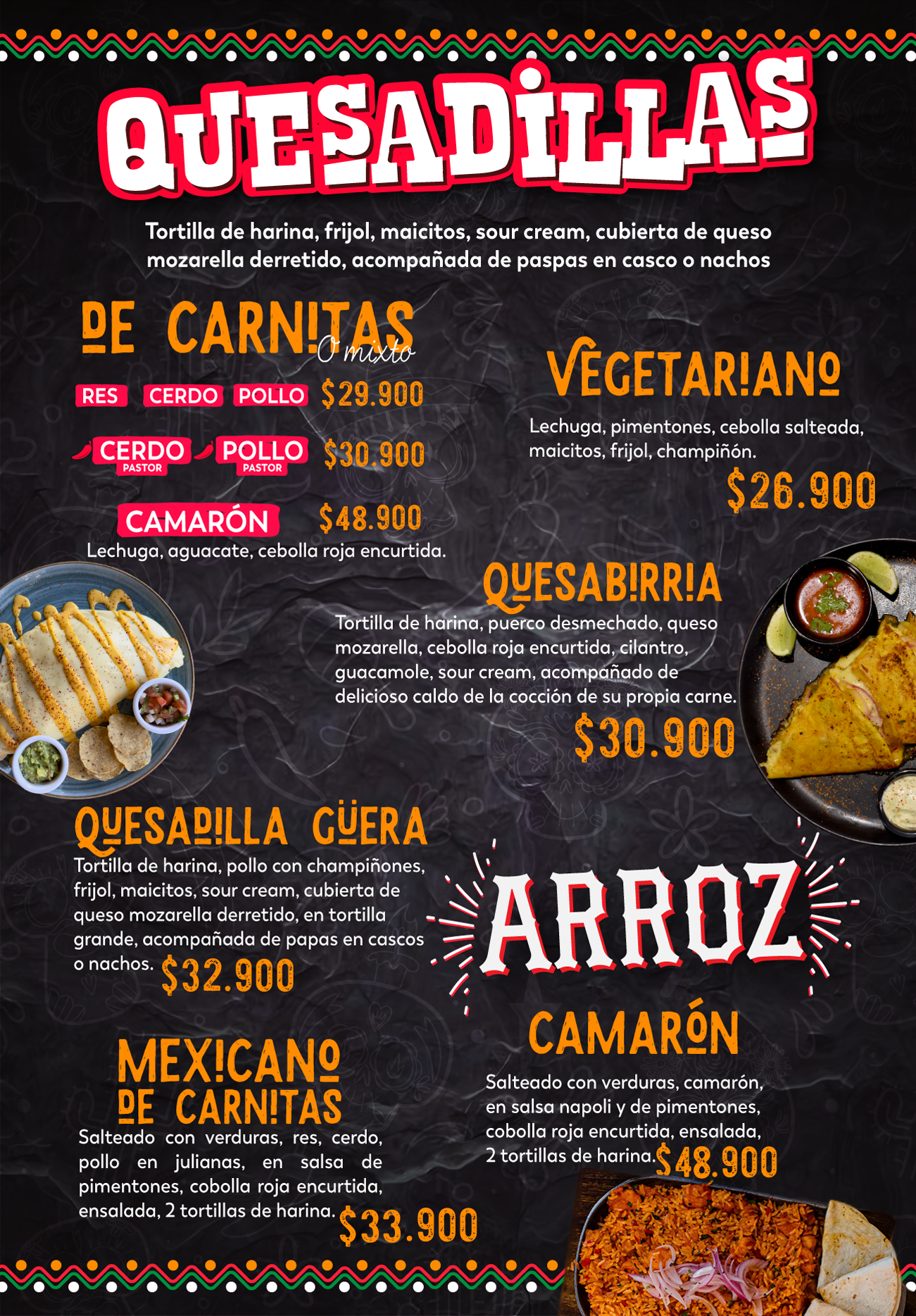 Quesadillas y arroces